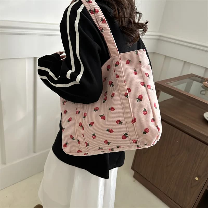 Sac à main paille fraises plage pêche femme polyvalent bandoulière grande capacité tote