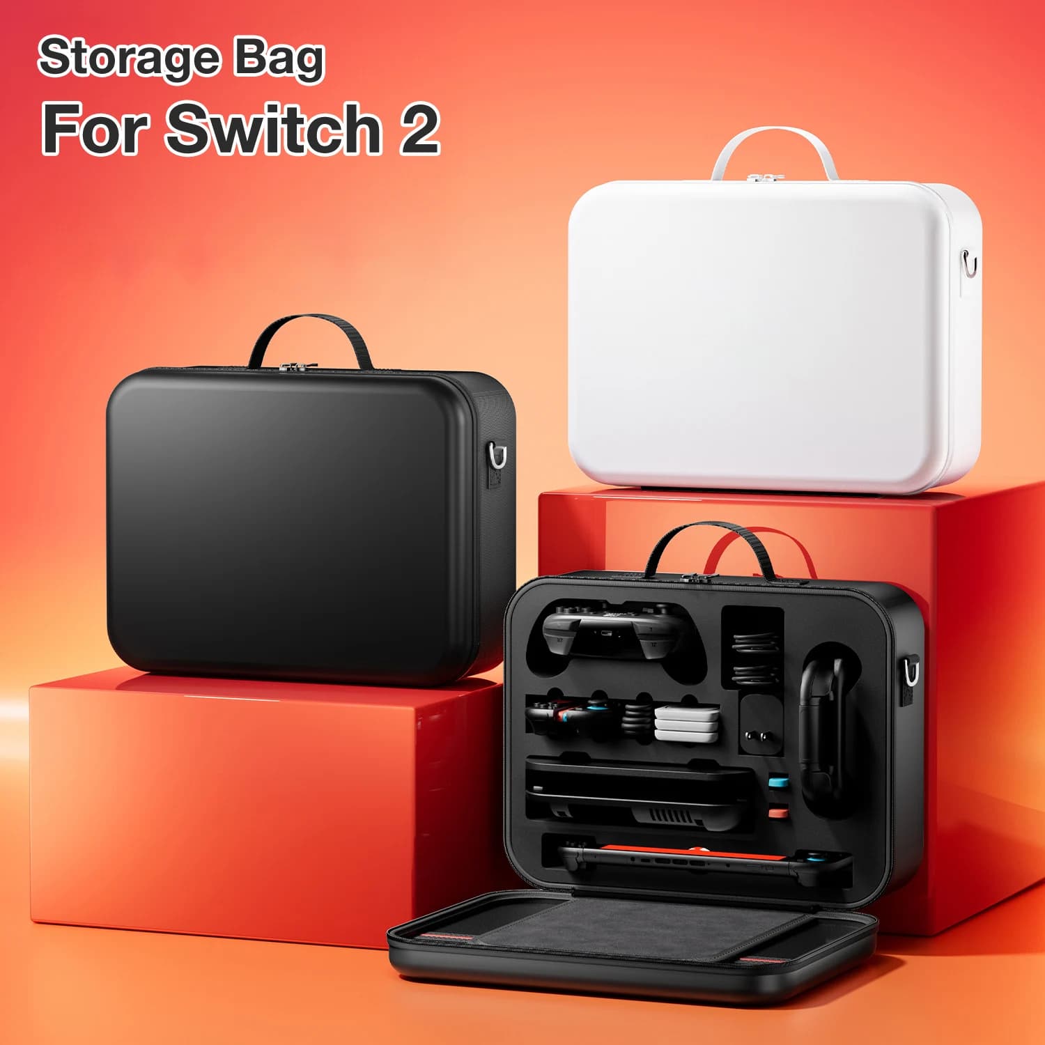 Grand sac de transport pour Switch 2 étanche, anti-rayures avec compartiment chargeur et accessoires