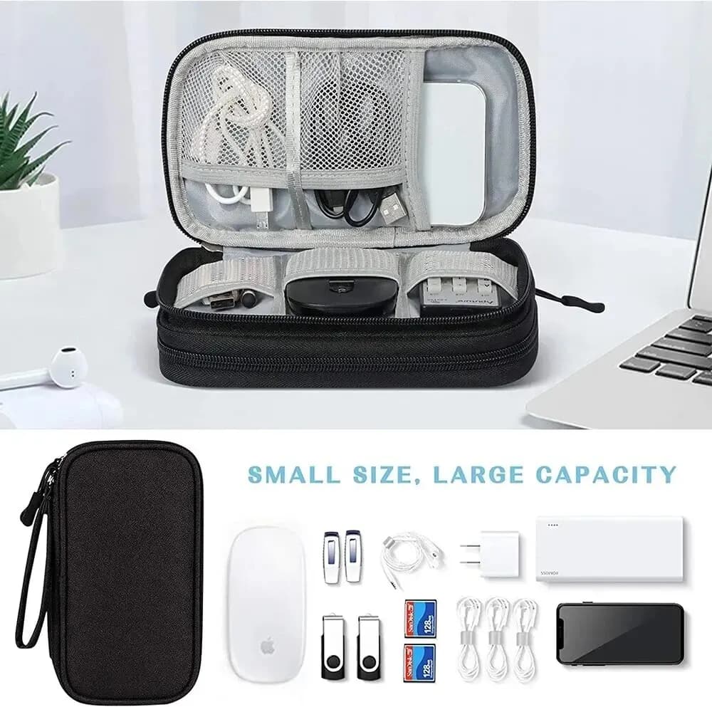 Pochette organisatrice câbles étanche pour voyage - rangement portable double couche pour accessoires électroniques