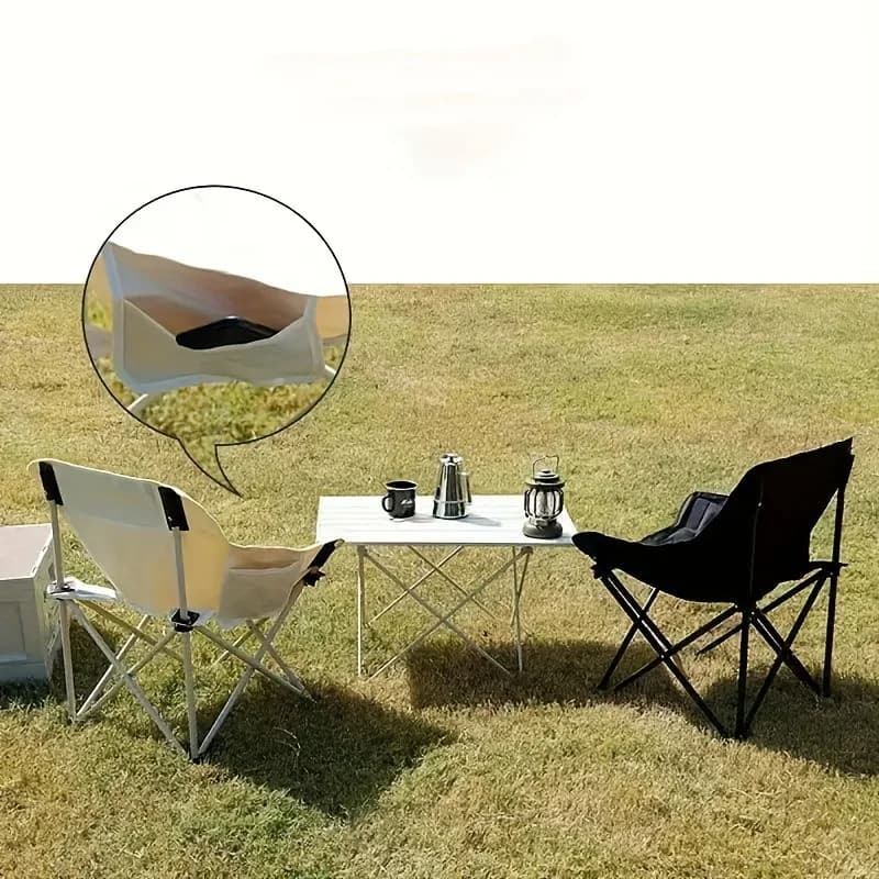 Chaise de camping extra-large avec poche latérale - Pliante et portable pour pêche et pique-nique