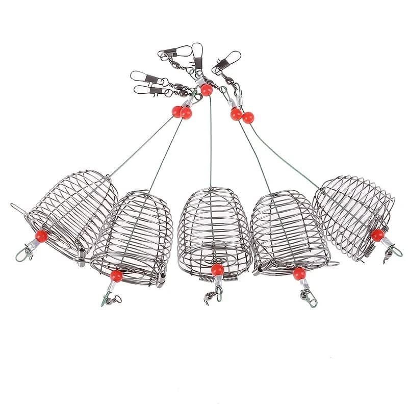 Cage à appâts en acier inoxydable 5 pièces pour amorçage et distribution précise des appâts en pêche