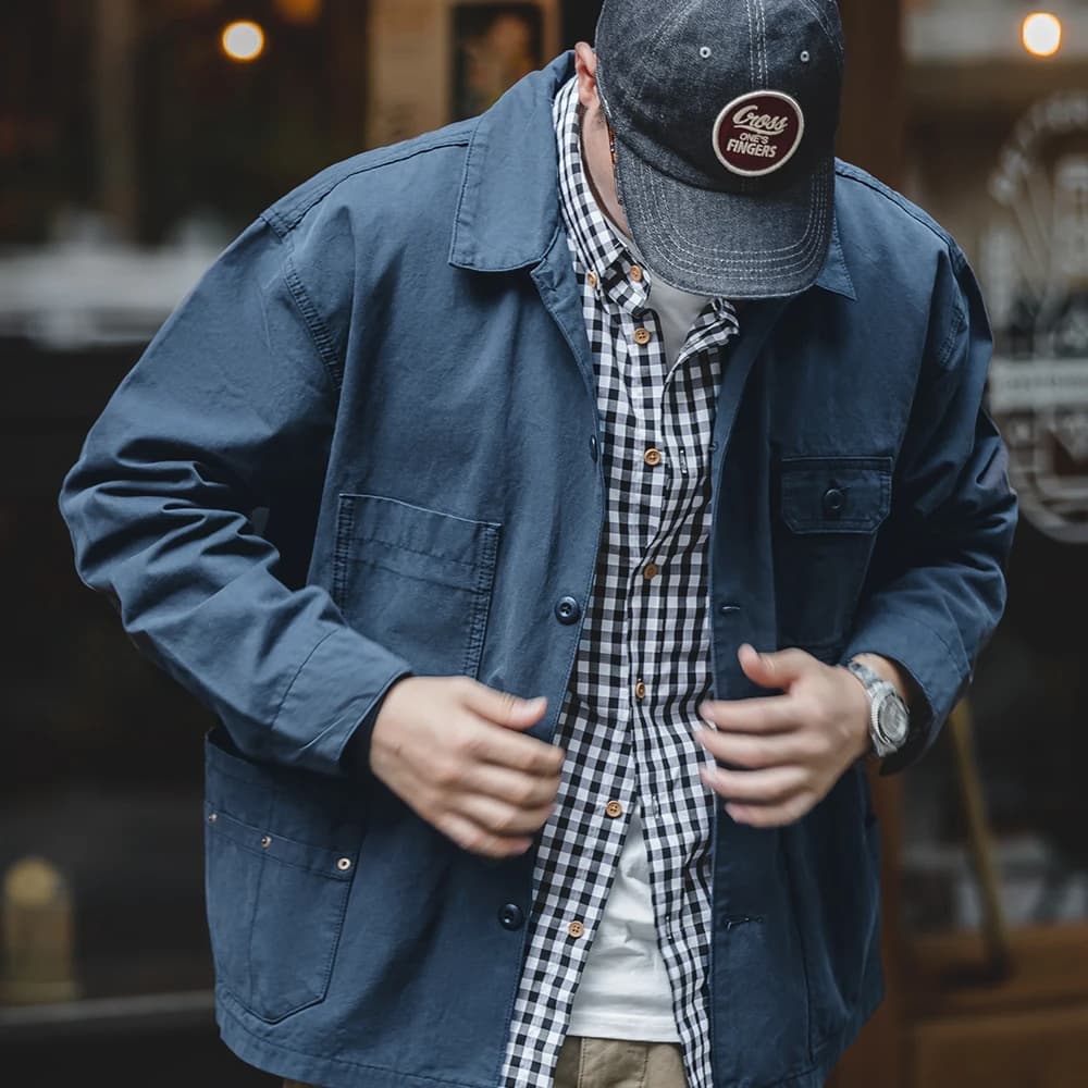Veste chasse épaule tombée col rabattu multi-poches pour pêche printemps automne travail