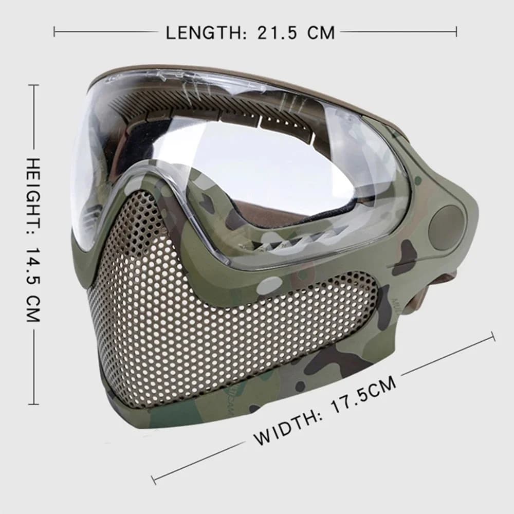 Masque facial tactique anti-buée aération maillage acier pêche chasse airsoft protection