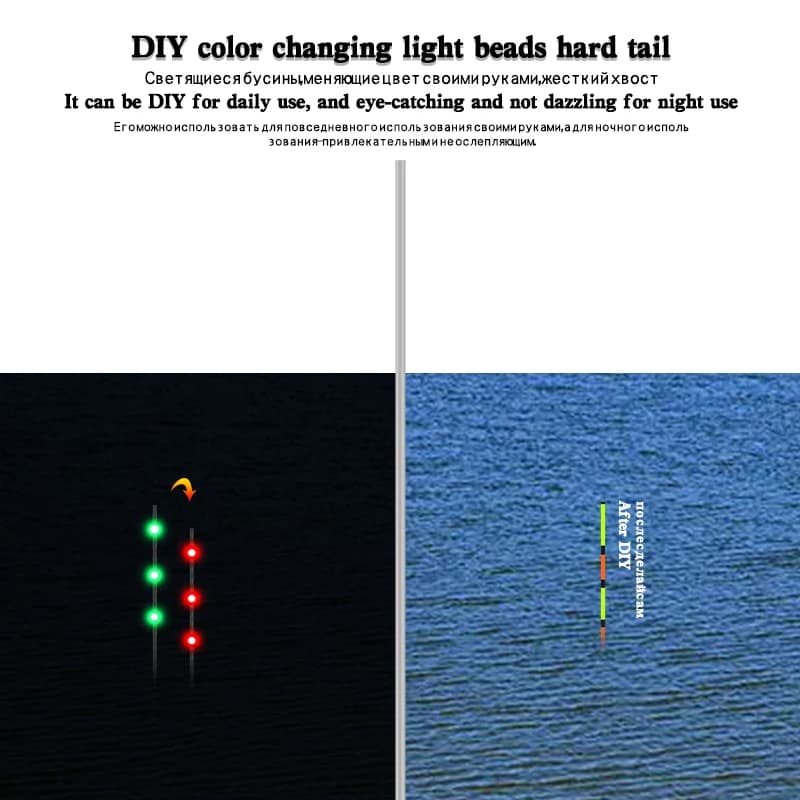Kit de pêche nocturne DIY avec leurre à queue en fibre optique et tube lumineux LED à gravité
