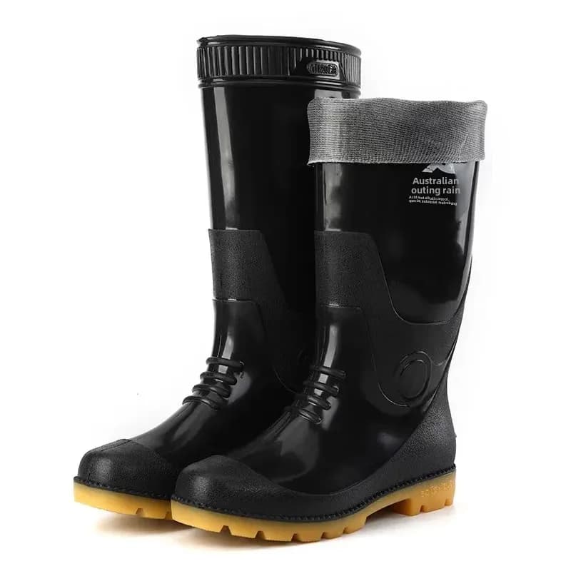 Bottes pluie homme hautes épaisses pêche travail OTAT imperméables PVC talon bas