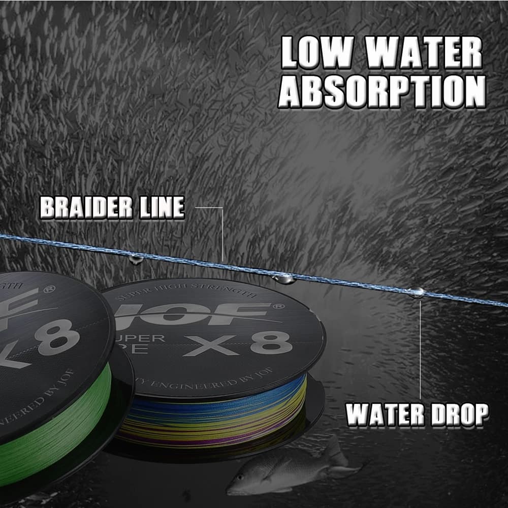 Ligne de pêche multifilament JOF 8 brins 150m 300m 500m pour carpe et pêche sportive