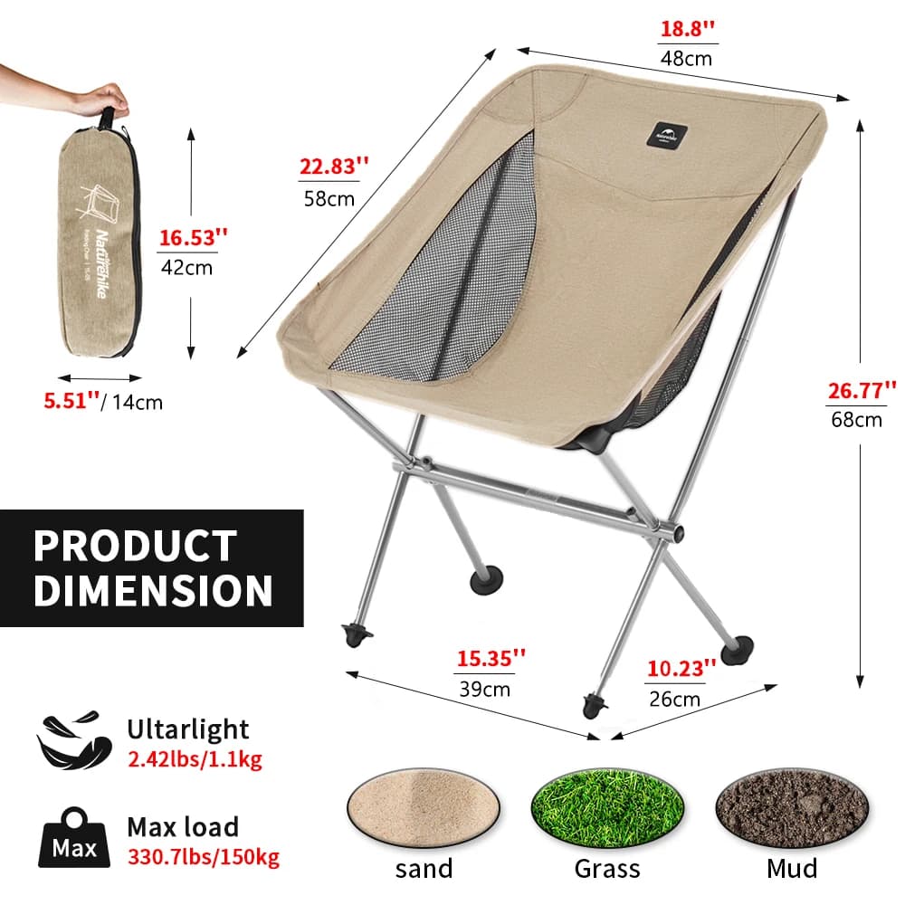 Chaise pliante ultralégère Naturehike 2024 haute résistance - Siège pêche camping transport facile