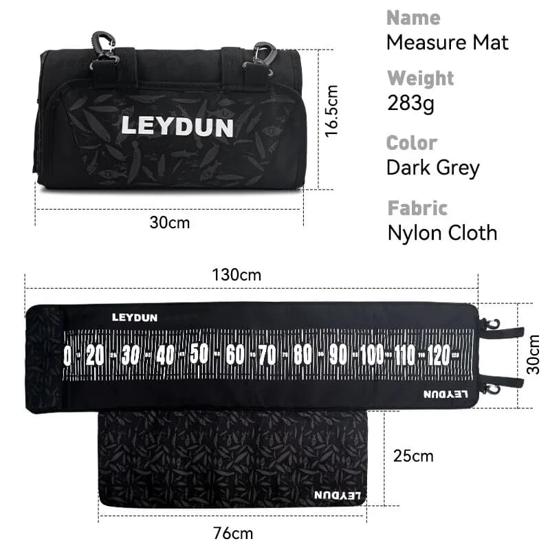 Tapis mesure 125cm LEYDUN avec règle précise et coussin genoux pour évaluer vos captures de pêche