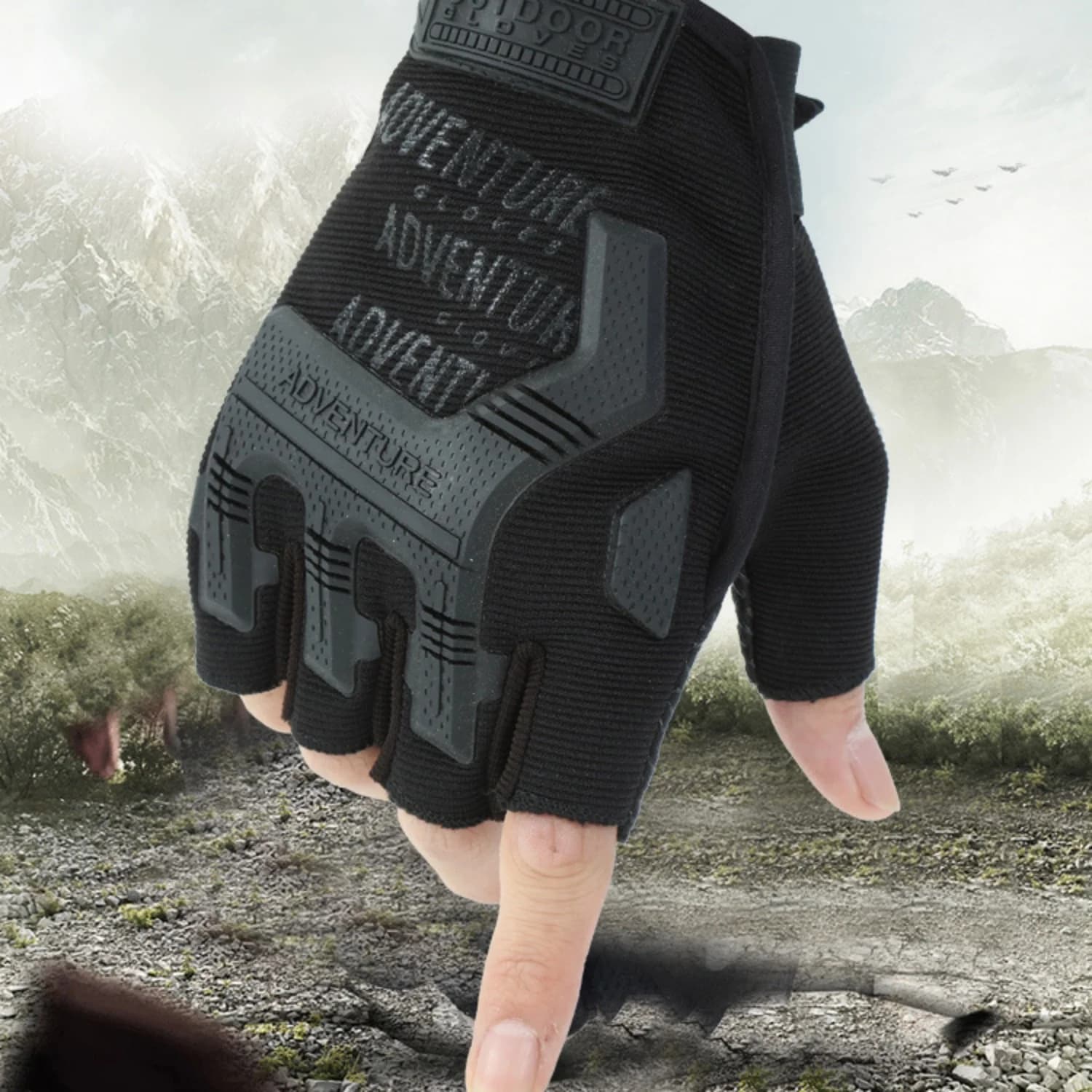 Gants tactiques demi-doigts anti-dérapants respirants vélo chasse pêche printemps été