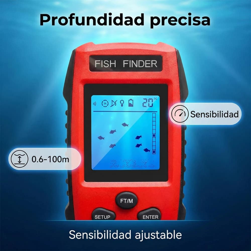 Détecteur de poissons sonar filaire portable 0.6-100M avec sensibilité ajustable multi-modes pêche