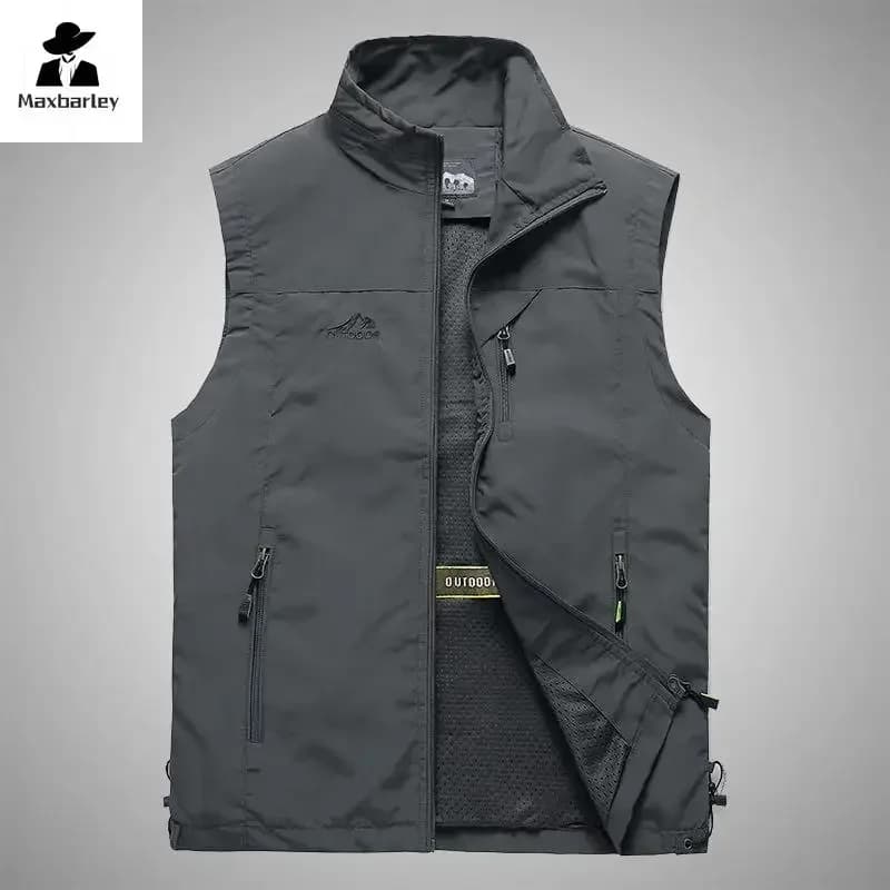 Gilet automne pêche photo loisirs - Veste sans manches jeune adulte couleur unie extérieur décontracté