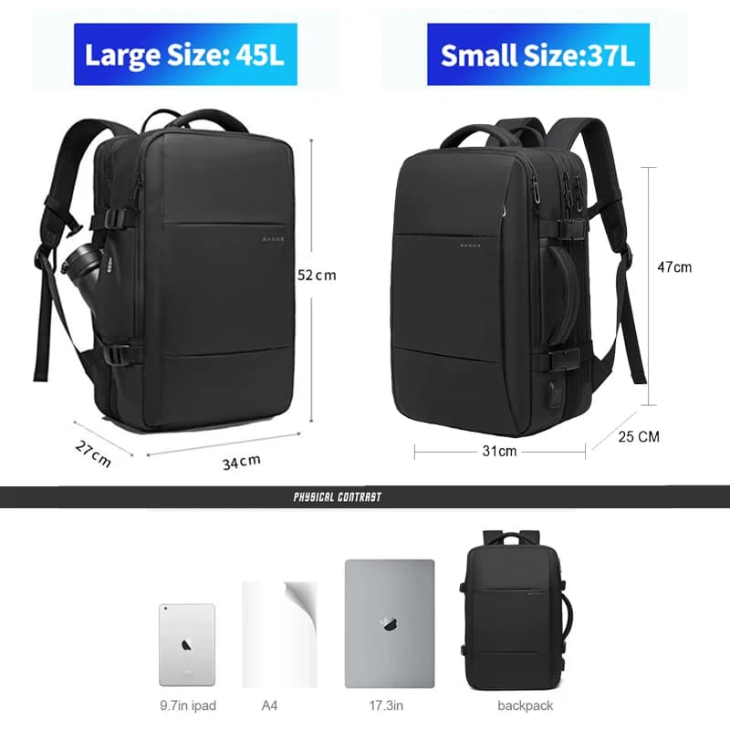 Sac à dos homme extensible étanche 17.3 pouces - Grand sac randonnée voyage capacité ordinateur portable