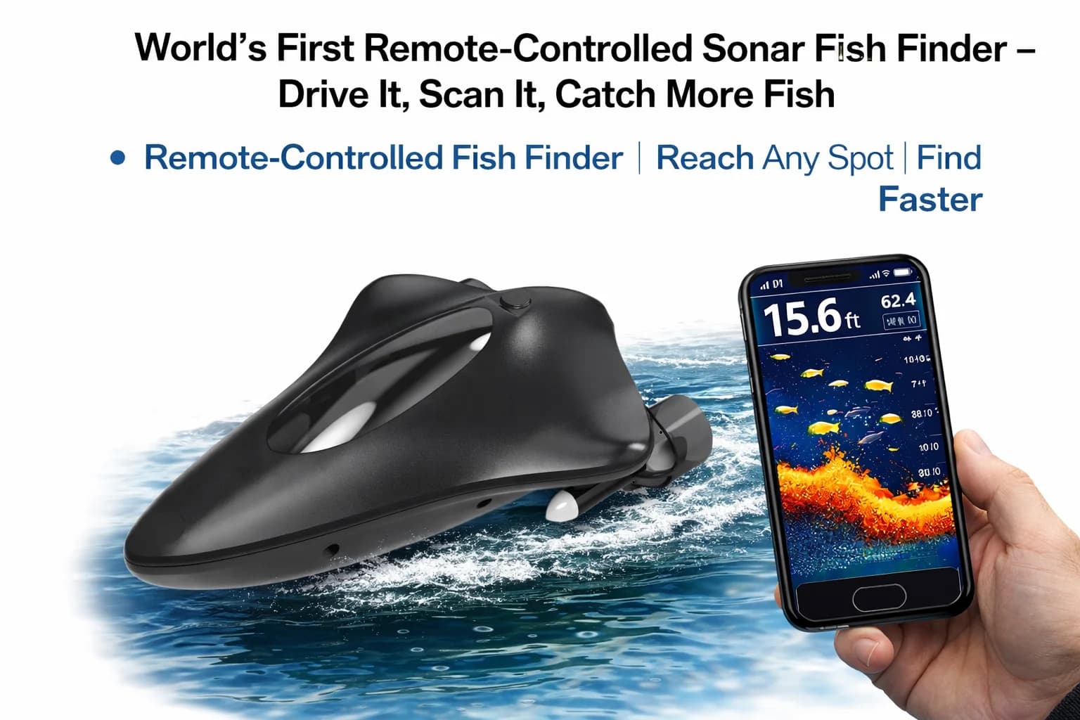 Sonar télécommandé avec appli WiFi - Détecteur de poissons sans fil pour bateau et kayak