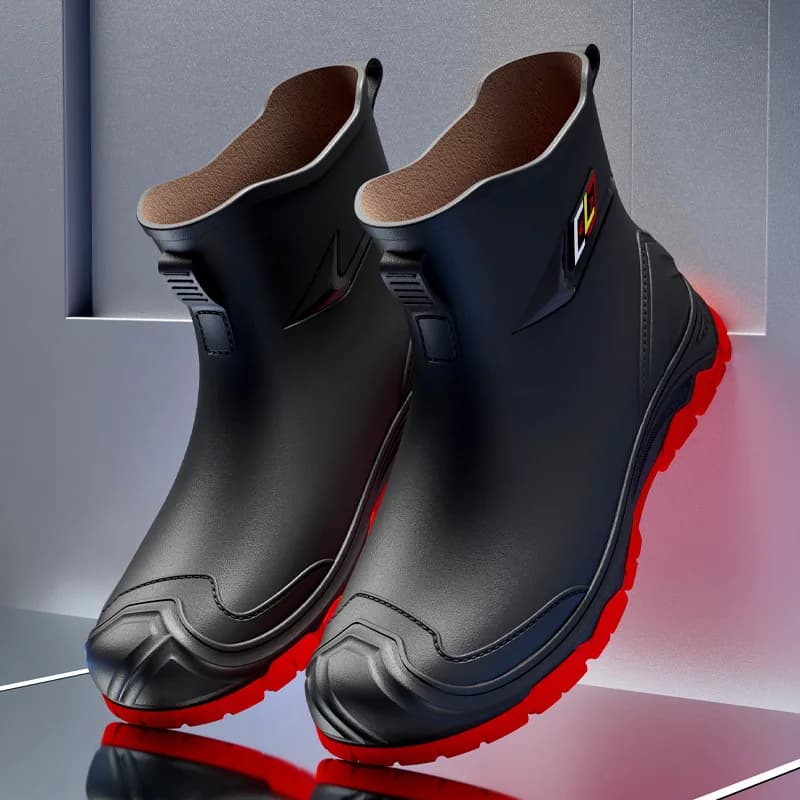 Bottes courtes de chantier imperméables antidérapantes pour hommes pêche construction travaux extérieurs résistantes