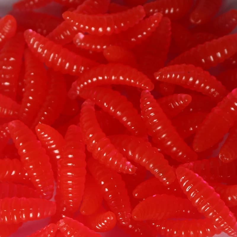 Nouveaux leurres silicone vers pain 50 pièces 2cm - appâts artificiels luminescents 2023 pour pêche