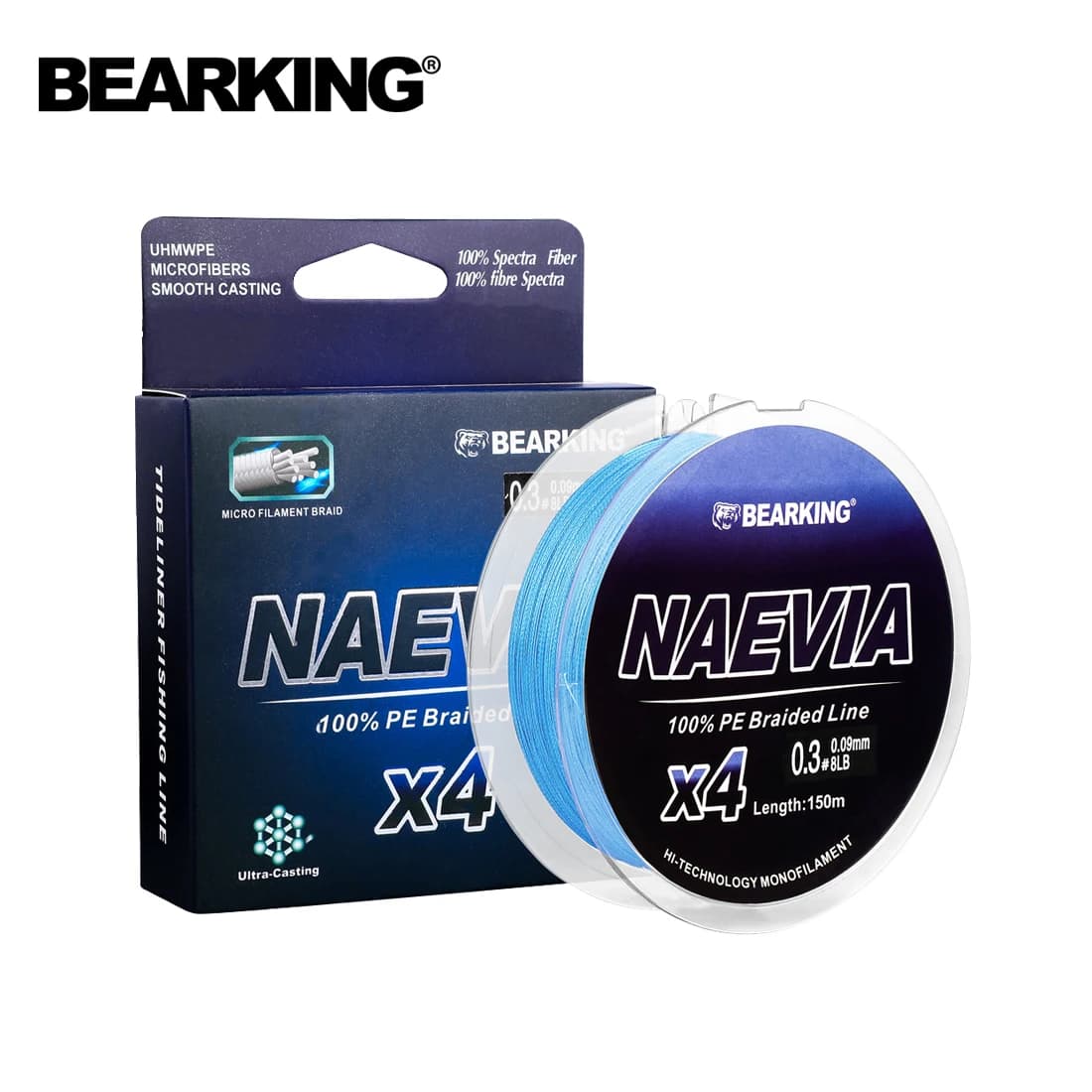 Ligne de pêche carp PE multifilament BEARKING 150m 4 brins, résistance 10-93LB, tresse souple et glissante