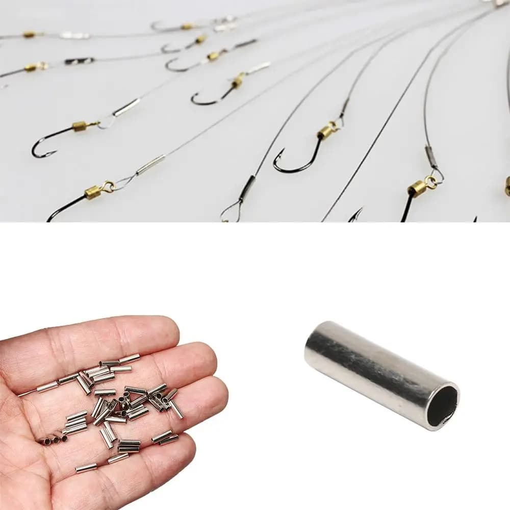 100 pièces manchons sertissage cuivre ronds 1.0mm-2.8mm - Tubes ligne pêche mer accessoires sac OPP