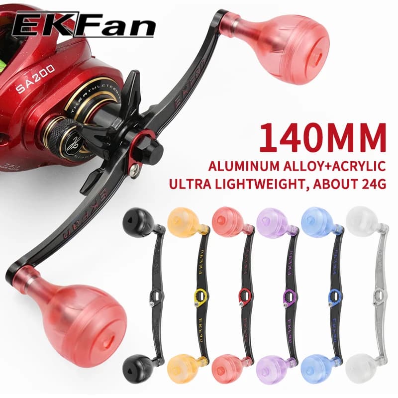 Manivelle ultralégère EKFAN 140mm 24g alliage acrylique DIY moulinets casting
