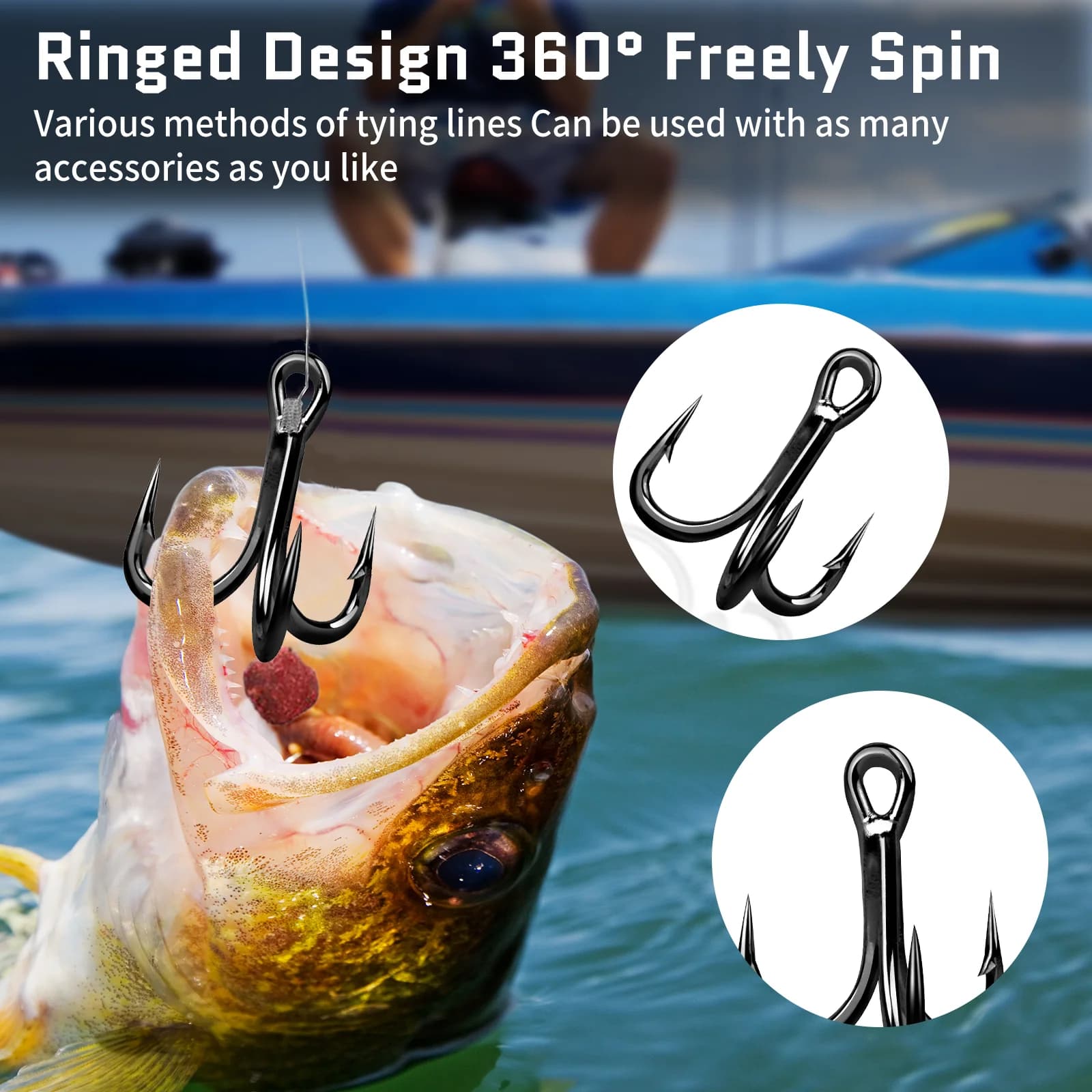 Hameçons triples FishTrip 4X acier carbone pour leurres durs et cuillers pêche mer