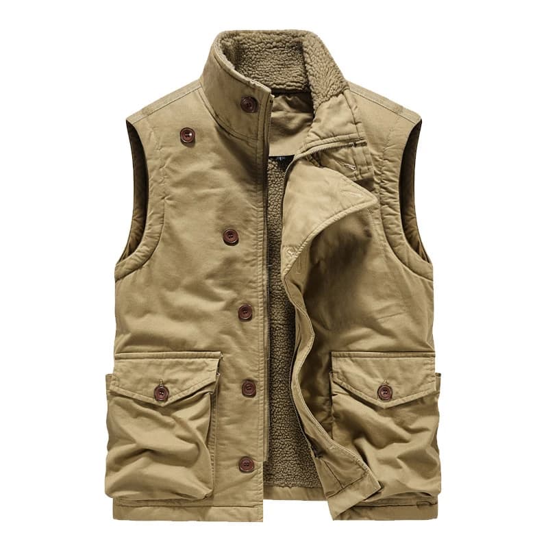 Veste polaire homme sans manches hiver militaire 6XL, col montant matelassé coupe-vent tactique
