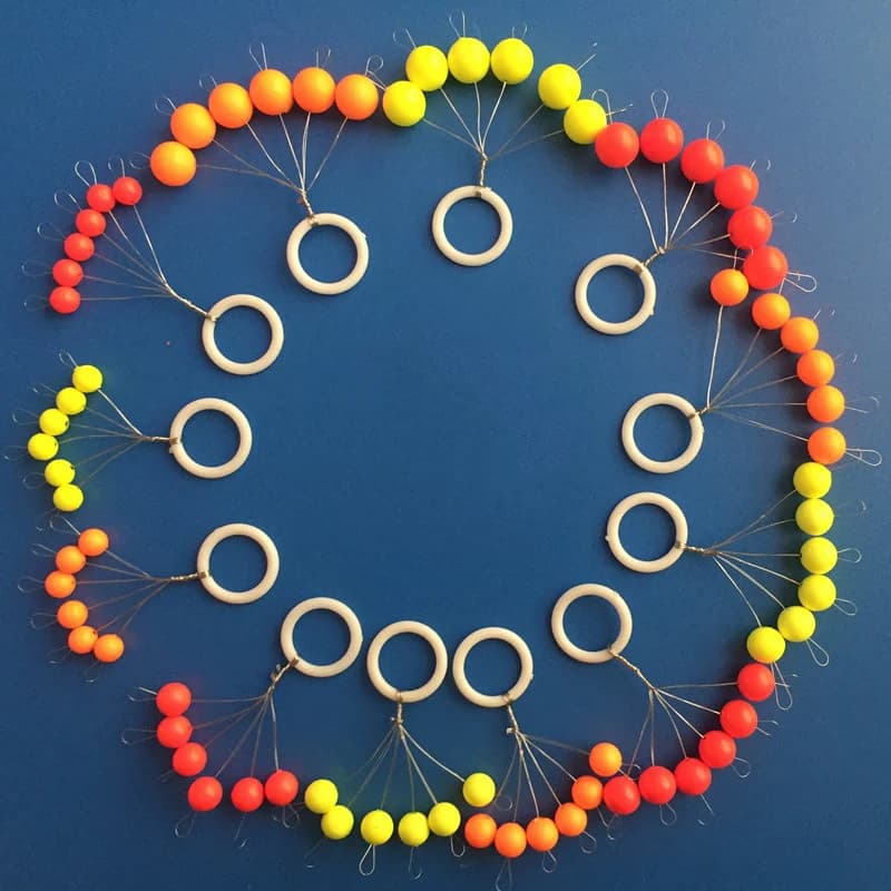 Flotteur 7 Étoiles Rond pour Carpe, 30 Pièces Lot, 5 Couleurs et 10 Tailles (00 à