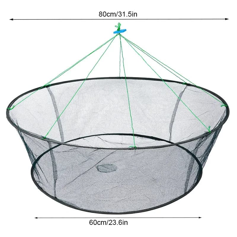 Filet de pêche pliable 80 cm à grande ouverture pour crevettes anguilles et crabes avec appât