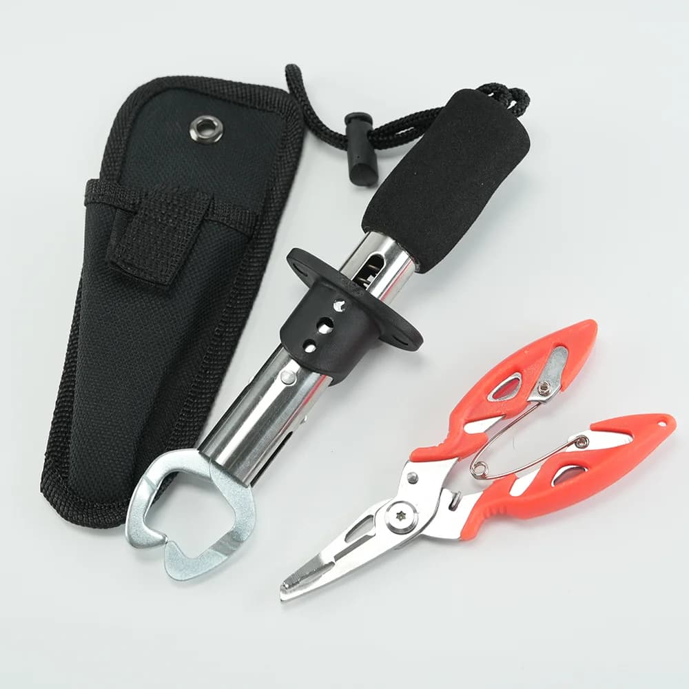 Pince de pêche multifonction avec pince à leurres, grippe-lèvres et balance, en acier inoxydable durable