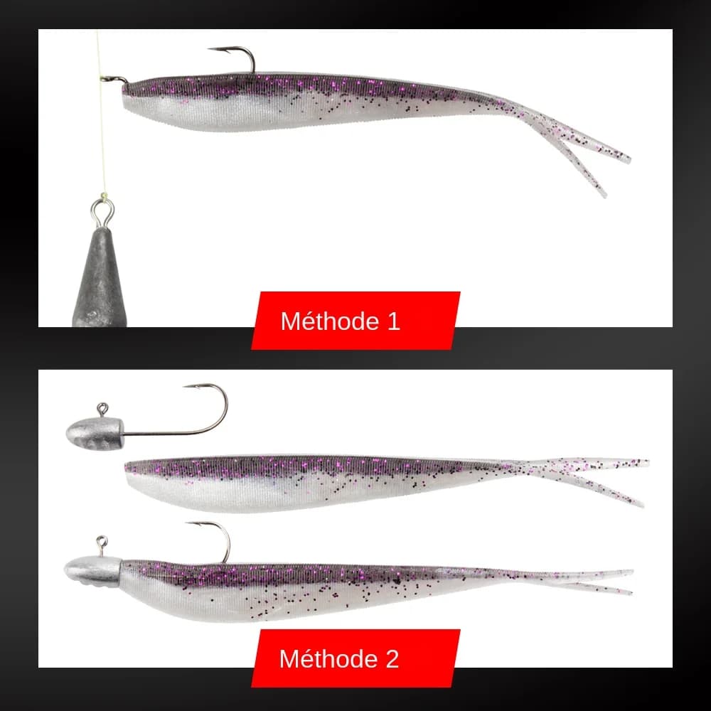 Leurre souple jerkbait shad split tail 3" 4" pour pêche du brochet perche truite et sandre