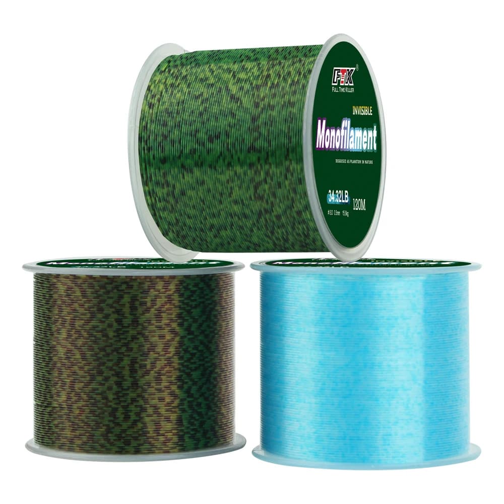 Ligne de pêche carpe invisible super résistante FTK 120m, 0.20-0.50mm, flottante tachetée pour une discrétion totale