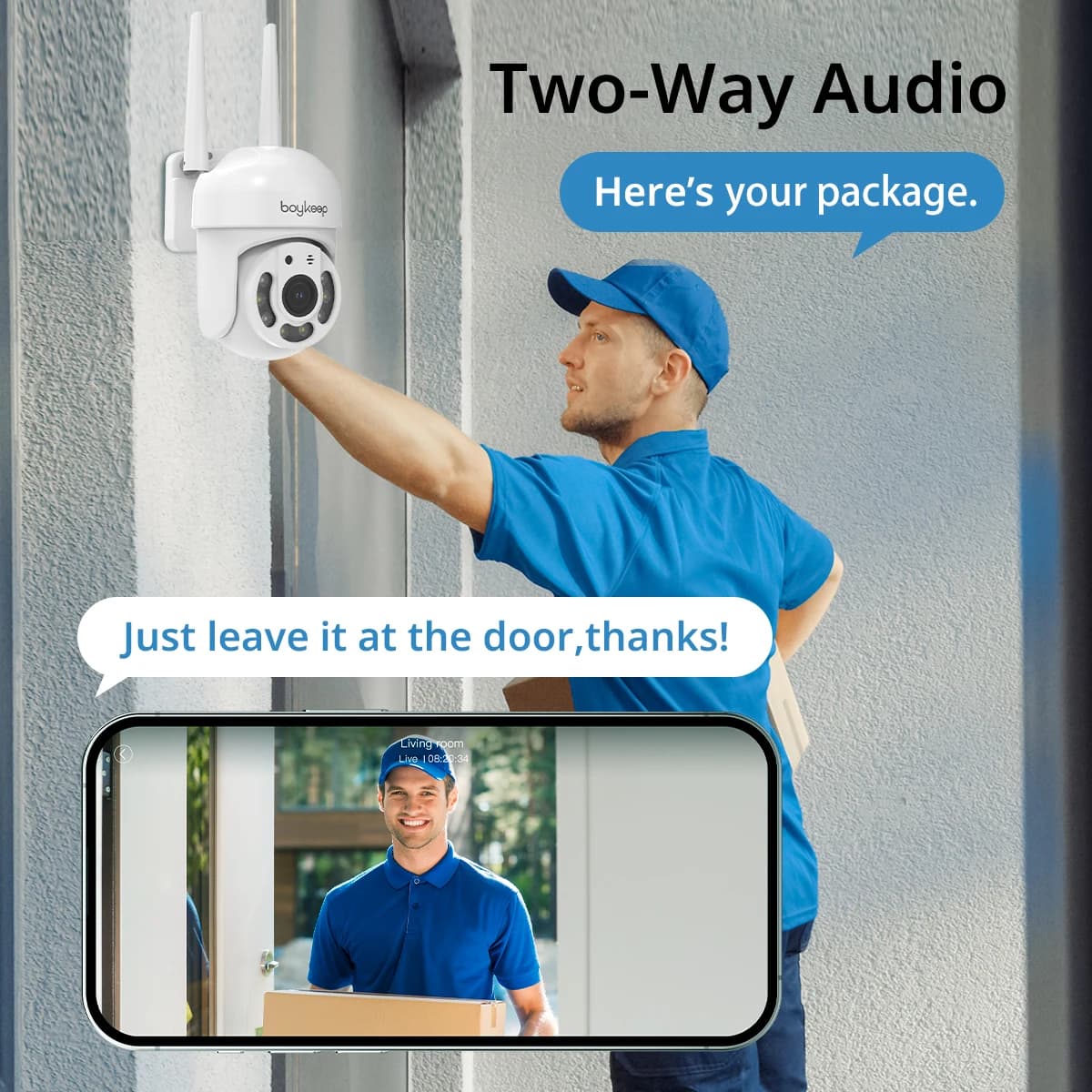Caméra de surveillance extérieure BoyKeep 3MP WiFi vision nocturne couleur pour sécurité maison et pêche