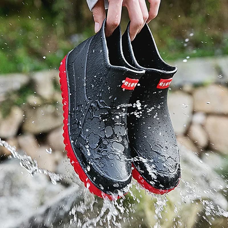 Bottes de pluie homme mode mi-mollet doublées polaire antidérapantes cuisine pêche