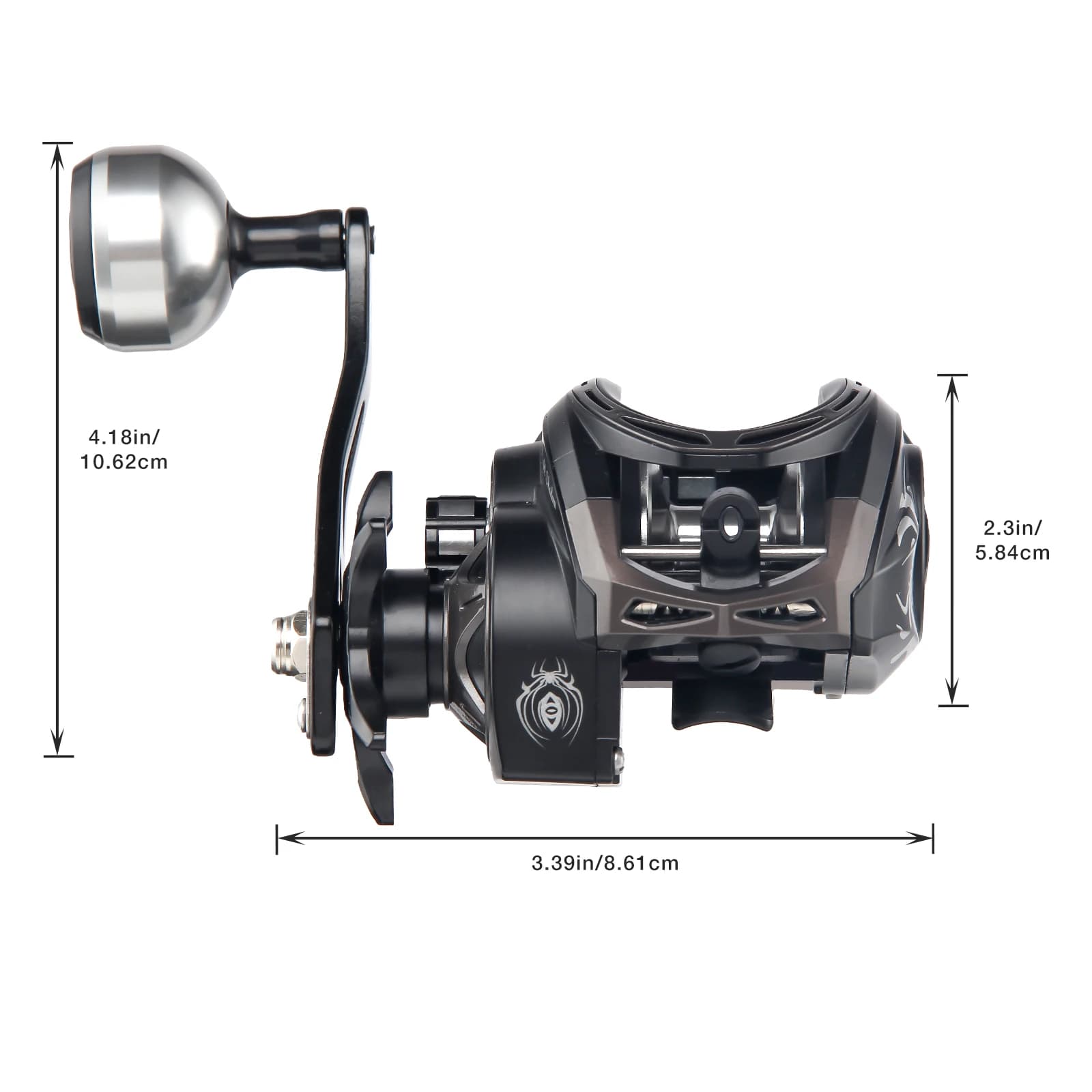 Moulinet baitcaster HAUT TON noir 6.3:1 frein 7kg 5+1BB pour pêche black bass eau douce et mer