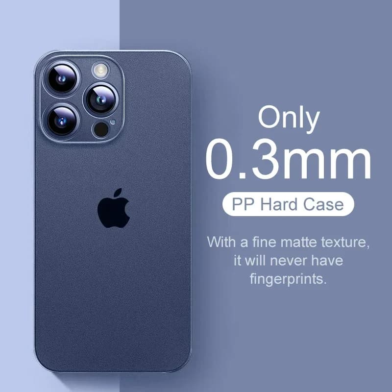 Coque iPhone ultra fine 0.3mm transparente mate PP rigide pour iPhone 17 Air 17PRO 16 15 14 13 12 11 Pro Max