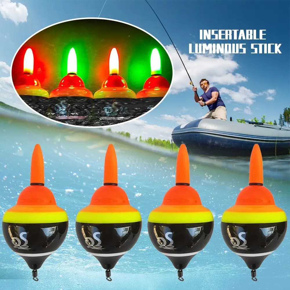 Flotteur de pêche lumineux pour rocher et mer, avec bâton inséré, accessoire de pêche côtier robuste