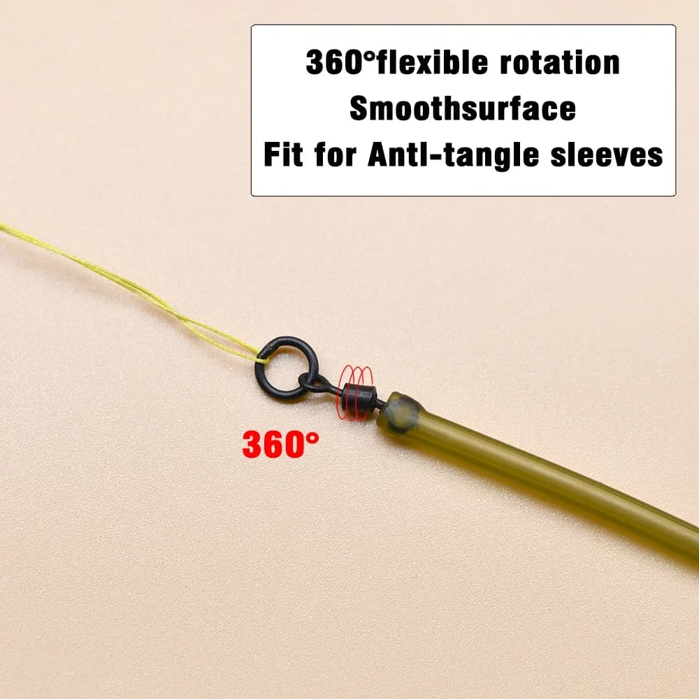 60 anneaux rapides pêche carpe MNFT noir mat - swivels rig cheveu changement rapide solide