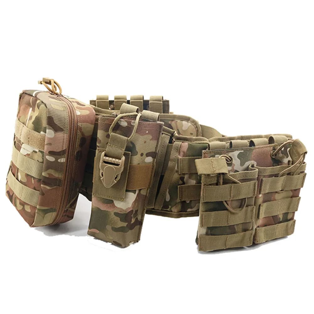 Ceinture tactique Molle Outdoor Hunting Battle Belt Sets avec accessoires pour pêche et randonnée