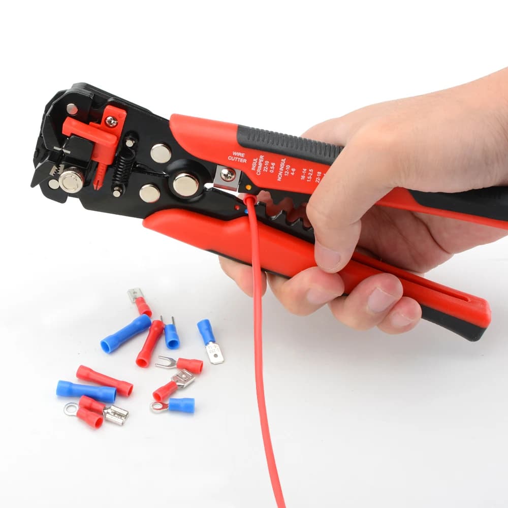 Pince dénudeuse auto-ajustable pour pêche : kit coupe-câble avec étui multifonction sertissage