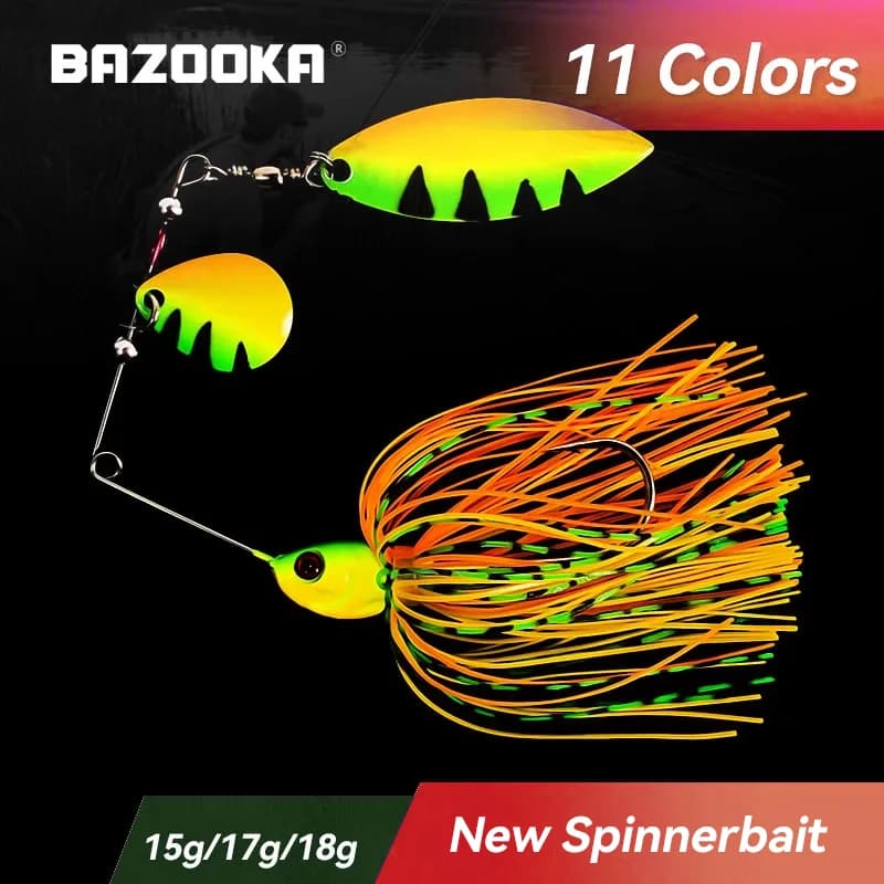 Leurre spinnerbait Bazooka 15g 18g pour brochet et perche, leurre métal avec jupe et hameçon pour