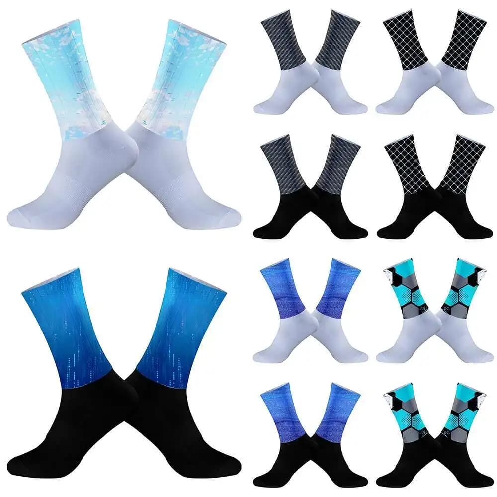 Chaussettes cyclisme été 2024 aérodynamiques - Anti-dérapage sans couture respirables hommes