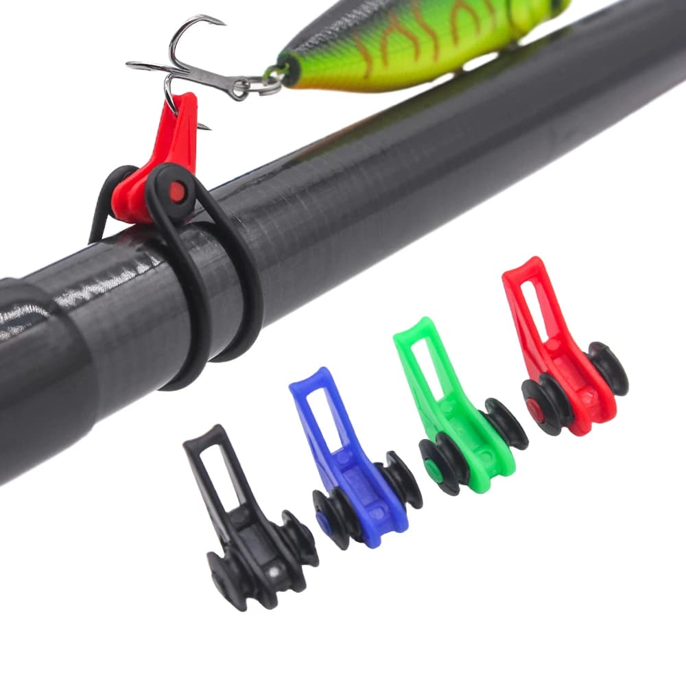 Lot 10 porte-leurres plastique avec élastiques pour fixation cannes pêche et sécurité hameçons