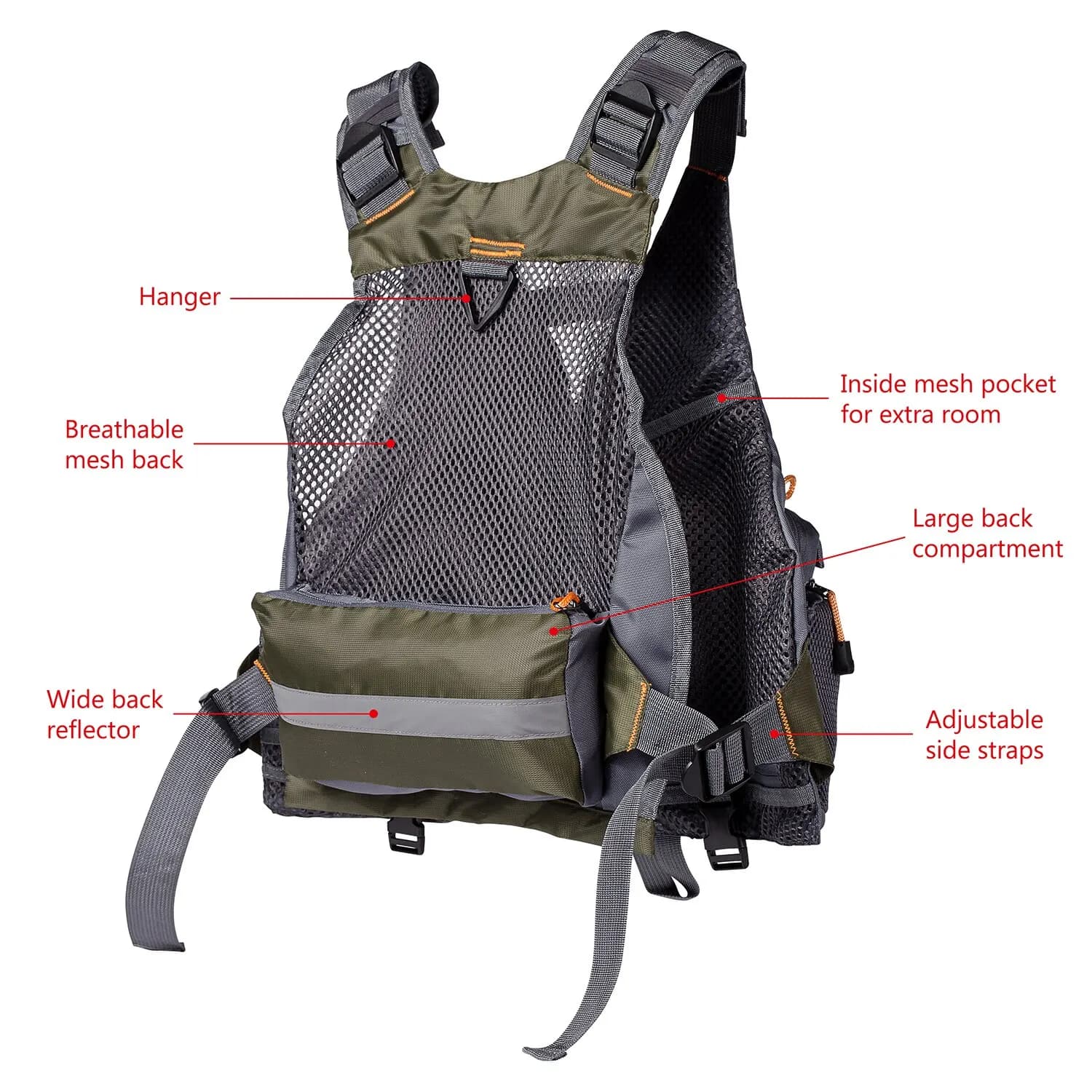 Veste de pêche respirante et ajustable - Veste de sport pour la pêche, la natation et les activités outdoor