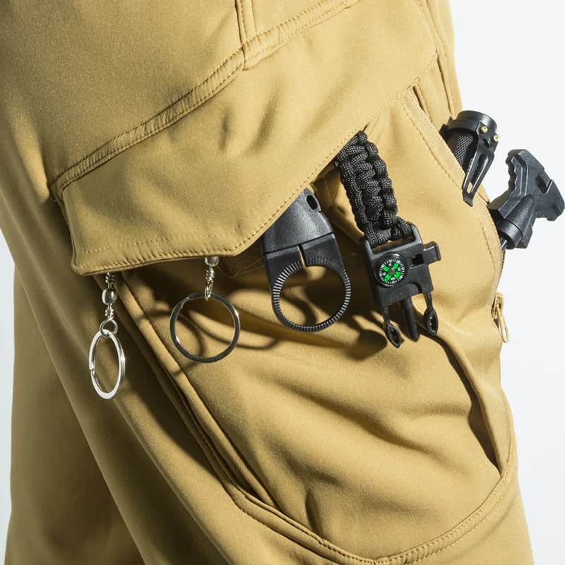 Pantalon cargo polaire hiver automne imperméable homme - Pêche, randonnée, camping, softshell chaud