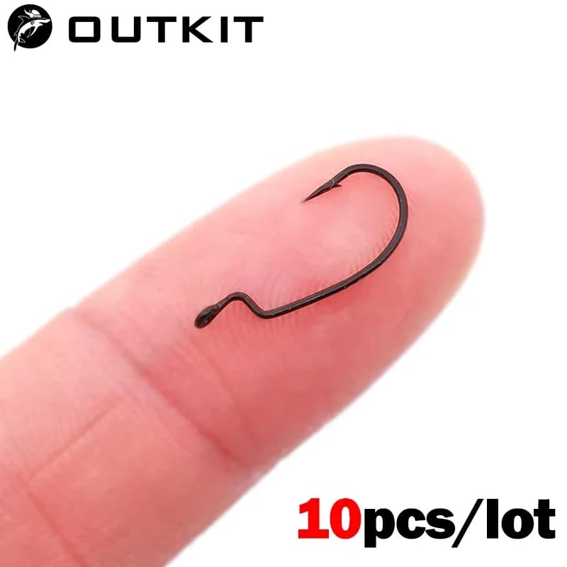 10 hameçons souples mini OUTKIT pour leurres worms - Acier carbone haute qualité pêche rockfishing