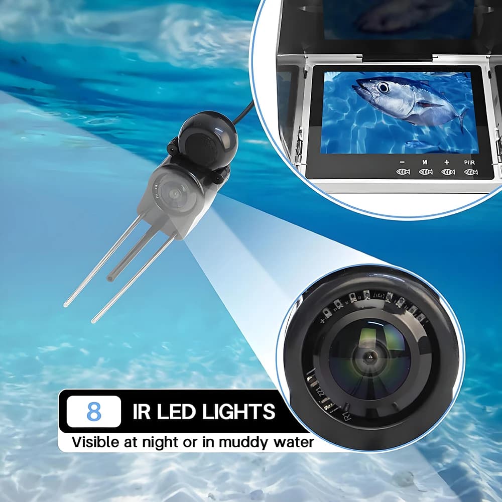Caméra de pêche sous-marine HD 5 pouces étanche avec vision nocturne et enregistrement vidéo