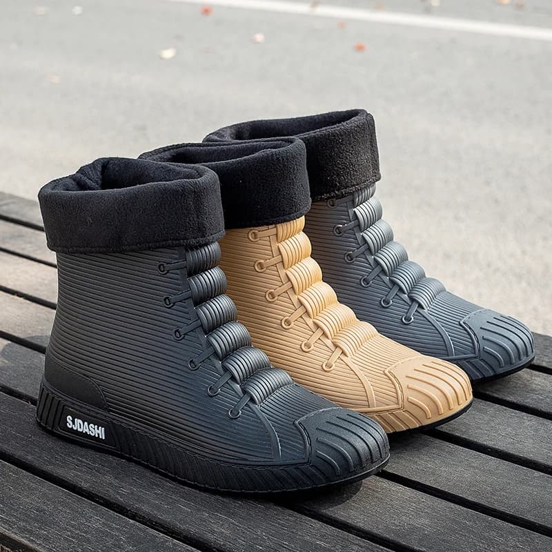 Bottes pluie homme femme été mi-mollet imperméables hiver doublure polaire chaud antidérapant extérieur