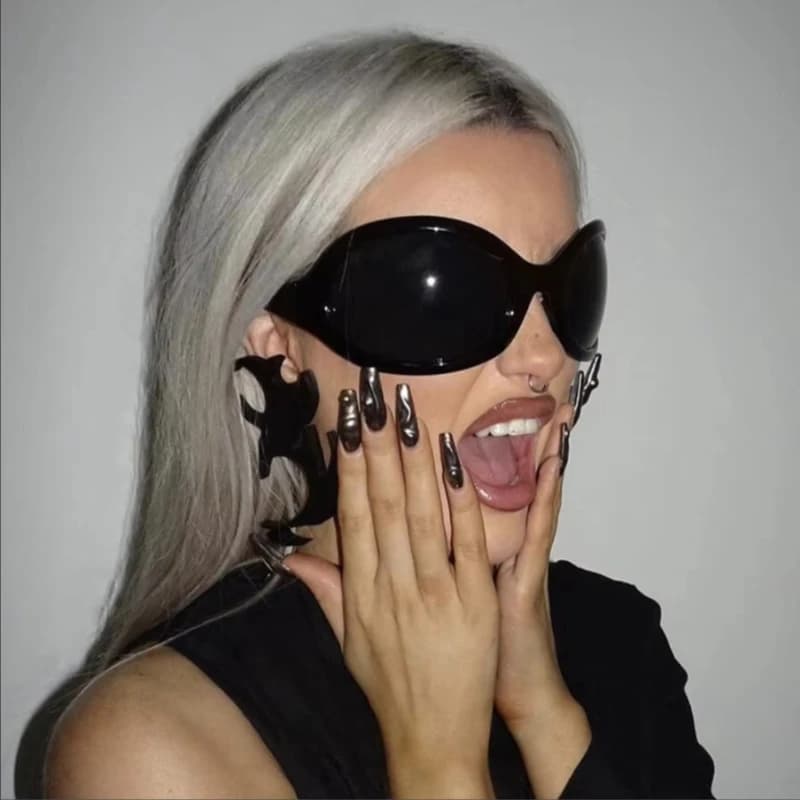 Lunettes de pêche punk Y2K oversize - Style one piece - Hommes femmes UV400