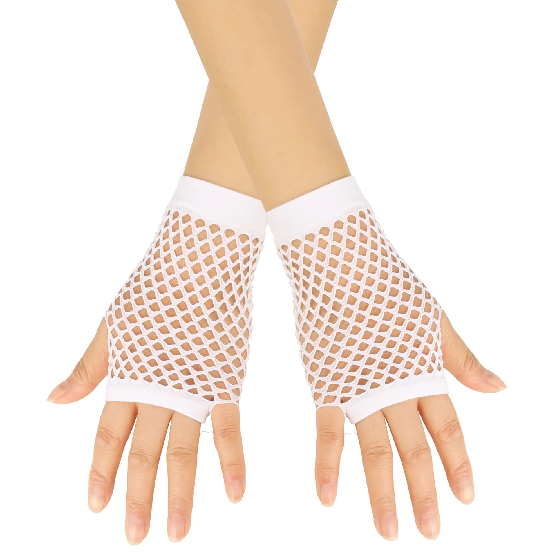 Gants courts fingerless en filet de pêche colorés - Pour soirées élégantes et événements festifs