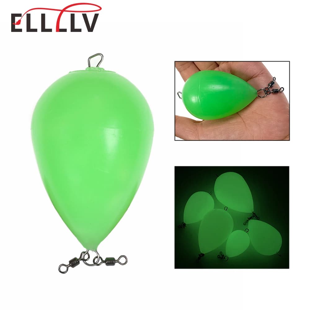 Bobber lumineux œuf vert 20g à 100g pour pêche de nuit et grande distance en mer