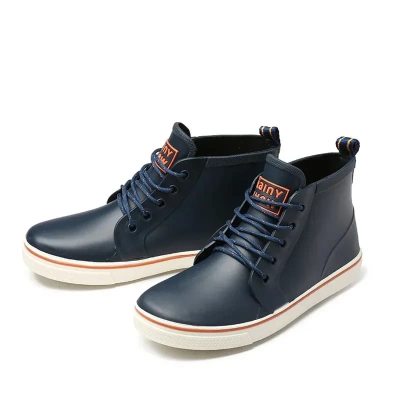 Chaussures pluie homme mode extérieur bottes qualité lacets pêche confort imperméables semelle souple travail