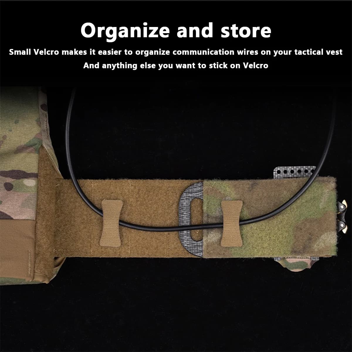 Kit gestion câbles 8 pièces pour casque tactique - Organisateur fils NVG et communications avec sangles auto-agrippantes